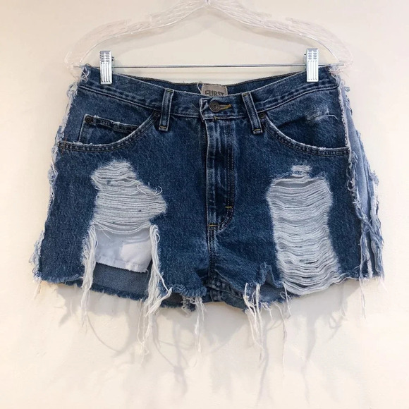 Furst Of A Kind Upcycled Distressed Denim Short 32 - Picture 1 of 9